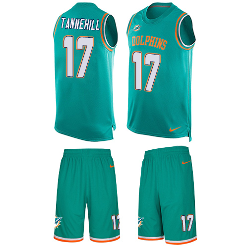 Men's Limited Ryan Tannehill Nike Jersey Aqua Green - #17 Tank Top Suit NFL Miami Dolphins